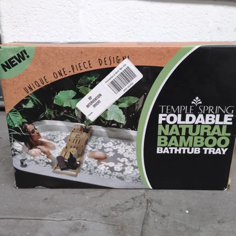 TEMPLE SPRING FOLDABLE NATURAL BAMBOO BATHTUB TRAY