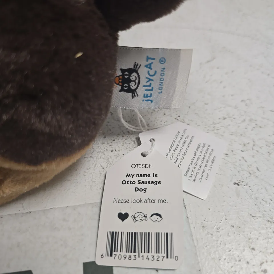 JELLYCAT OTTO SAUSAGE DOG PLUSH TOY – BROWN & TAN (LONDON TAG)