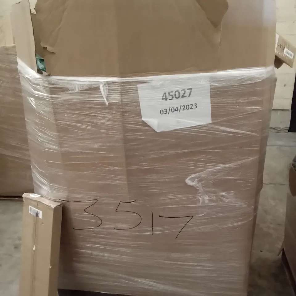 PALLET OF ASSORTED ITEMS INCLUDING STOREMIC TOILET SEAT, LAPTOP BED TRAY TABLE, HNNHOME CHAIR, LED SPIRAL PANEL, CANVAS ART