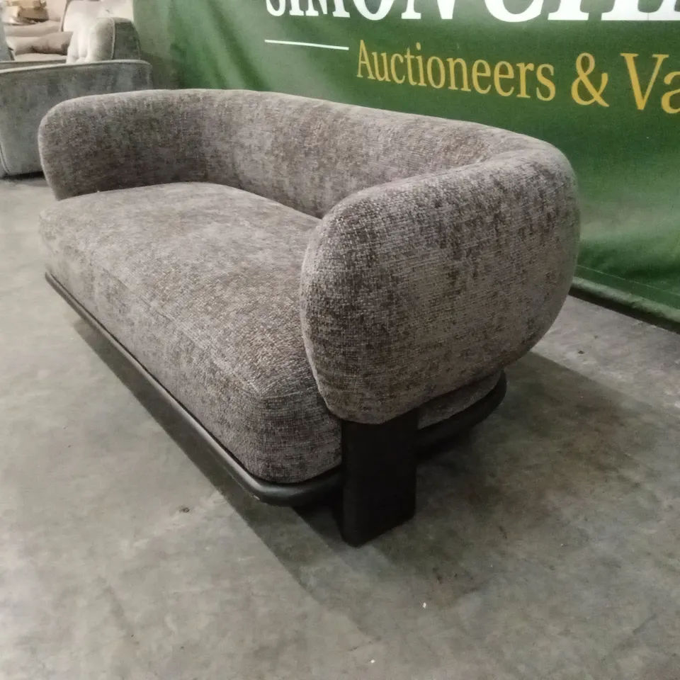 DANETTI FLORENCE MOCHA FABRIC WITH DARK WOOD 2 SEATER SOFA RRP £1099