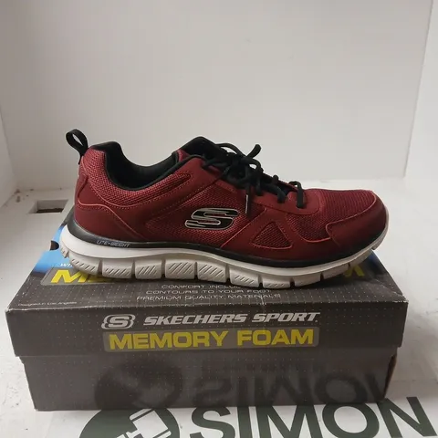 SKECHERS MEMORY FOAM TRAINERS – RED MESH, LACE-UP UK 12