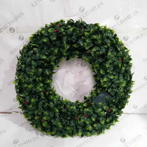 SET OF 2 GARDEN REFLECTIONS PRE-LIT HOLLY WREATH