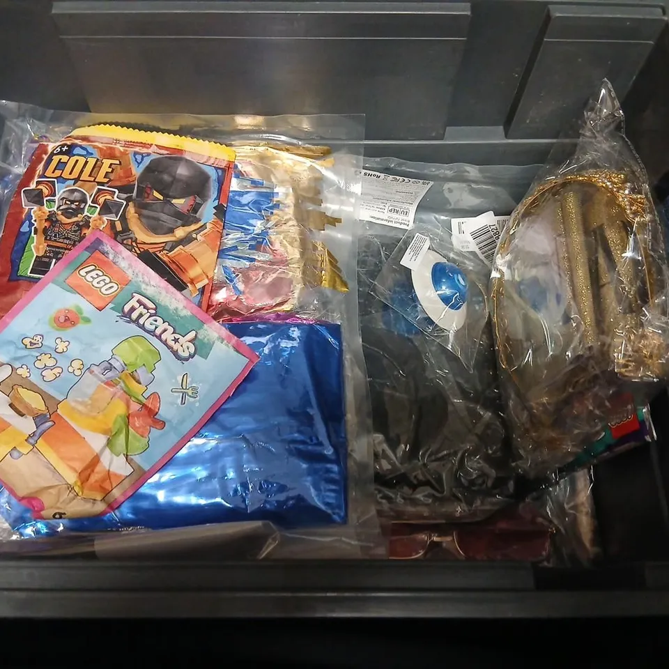 LARGE QUANTITY OF ASSORTED TOYS AND ACCESSORIES TO INCLUDE; LEGO, MAKE YOUR OWN GEM KEYCHAINS, MALTESE, EASTER CHARADES AND PIN THE EGG GAME