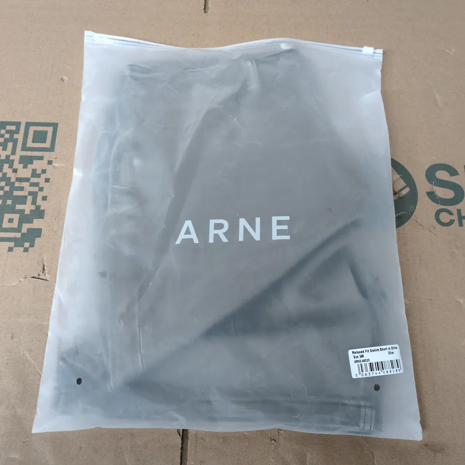BAGGED ARNE RELAXED FIT DENIM SHORTS IN OLIVE - 34R