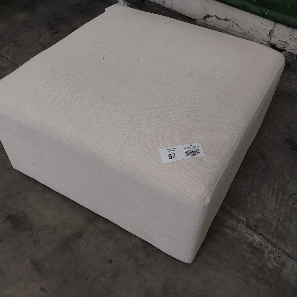 QUALITY BRITISH DESIGNER LOUNGE Co. SQUARE FOOTSTOOL NATURAL FABRIC 