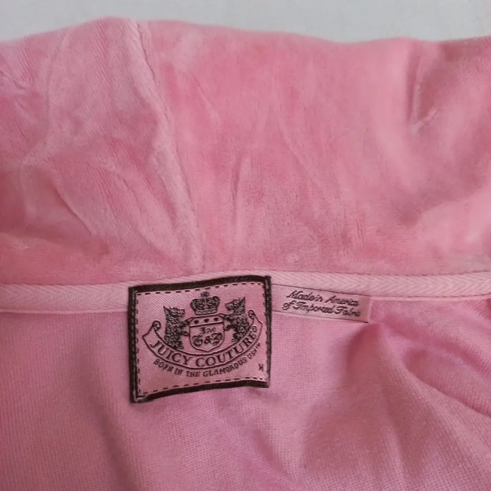JUICY COUTURE PINK VELOUR HOODIE JACKET SIZE M