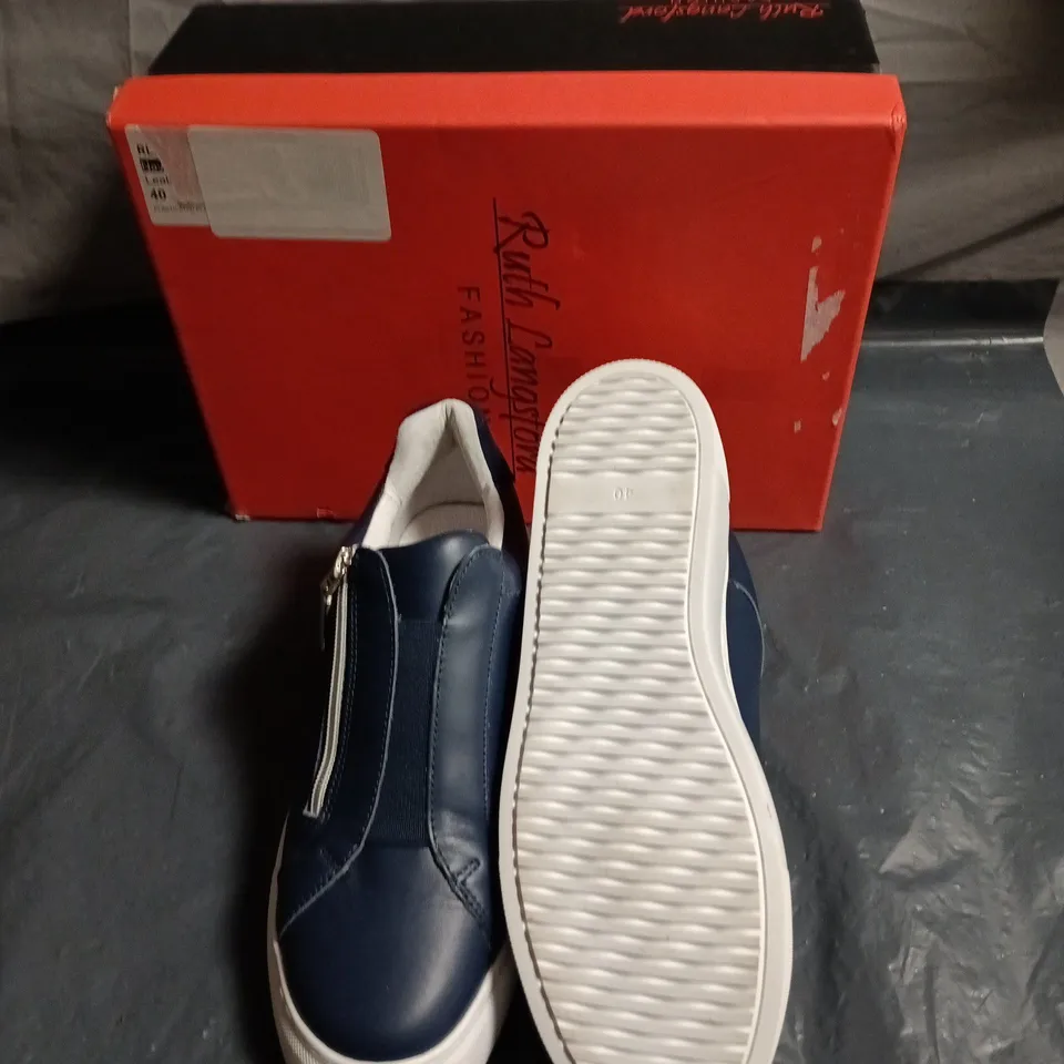 RUTH LANGSFORD FASHION NAVY SLIP-ON SNEAKER – BOXED - SIZE EUR 40 