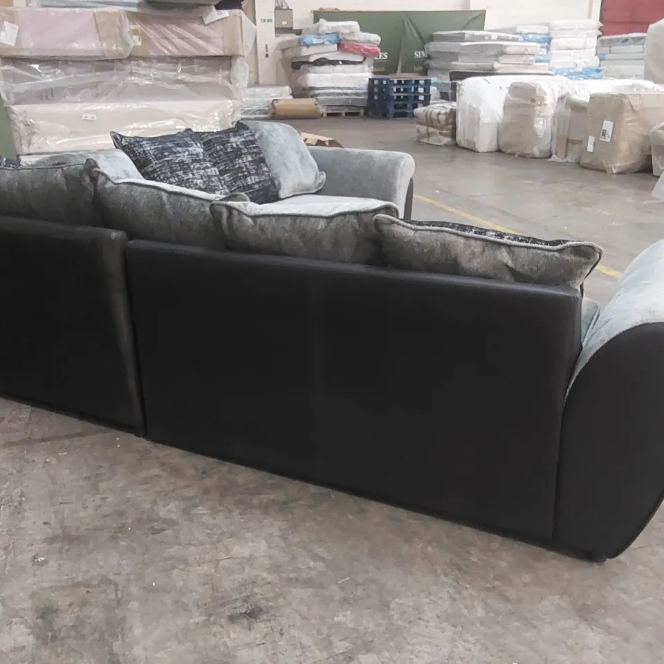 QUALITY DESIGNER UPHOLSTERED CORNER SOFA - GREY & BLACK