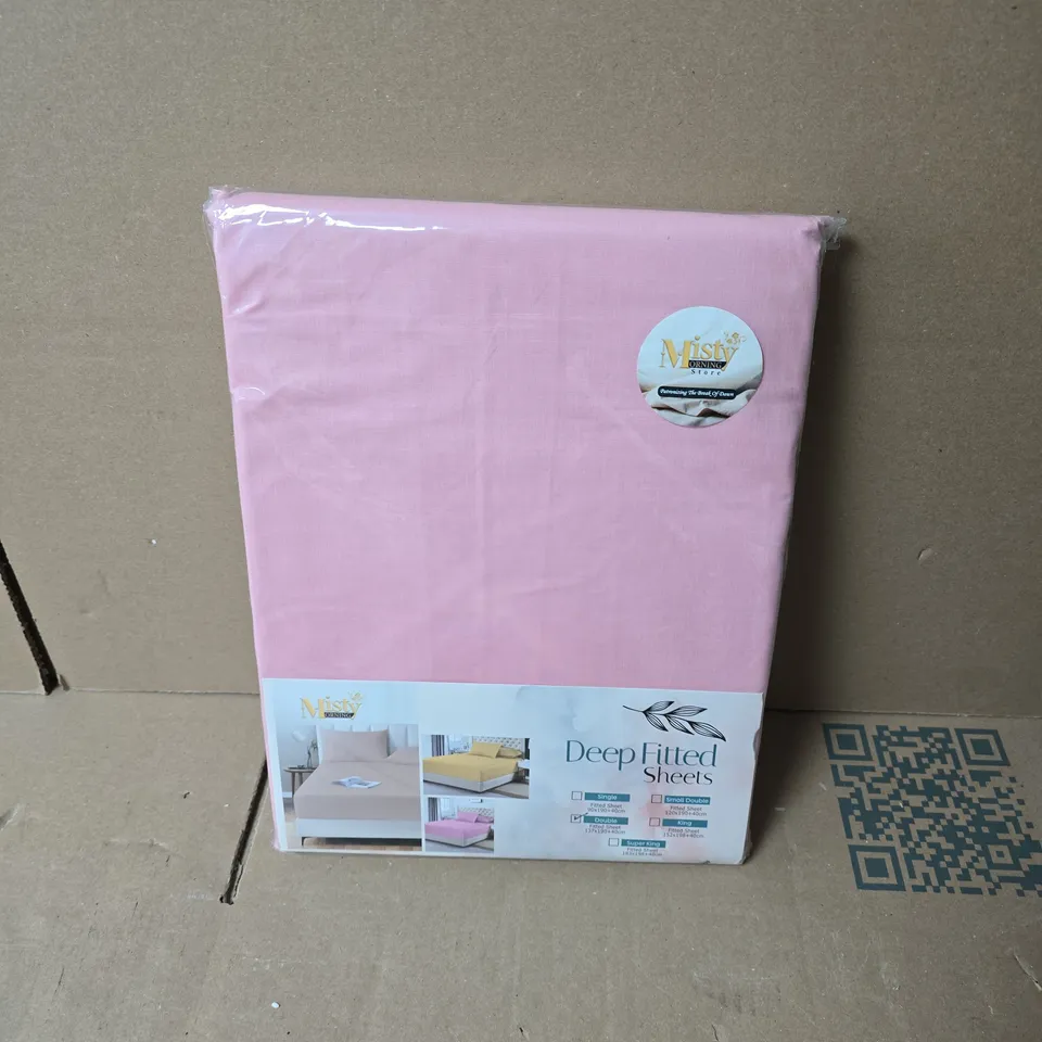 MISTY DEEP FITTED SHEETS – PINK - DOUBLE 137CM X 190 X 40