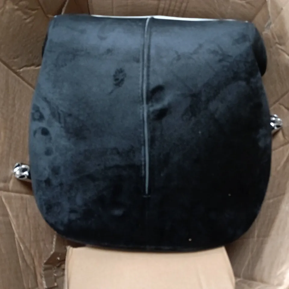 BOXED BLACK UPHOLSTERED WHEELED OFFICE CHAIR WITH CHROME FIVE-STAR BASE