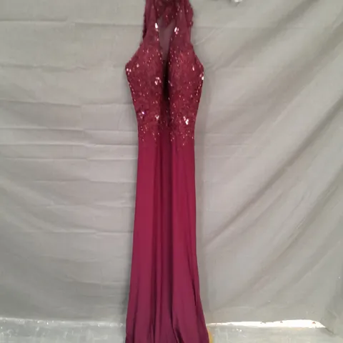 TO THE NINES EMBELLISHED OCCASIONAL DRESS IN WINE - 8