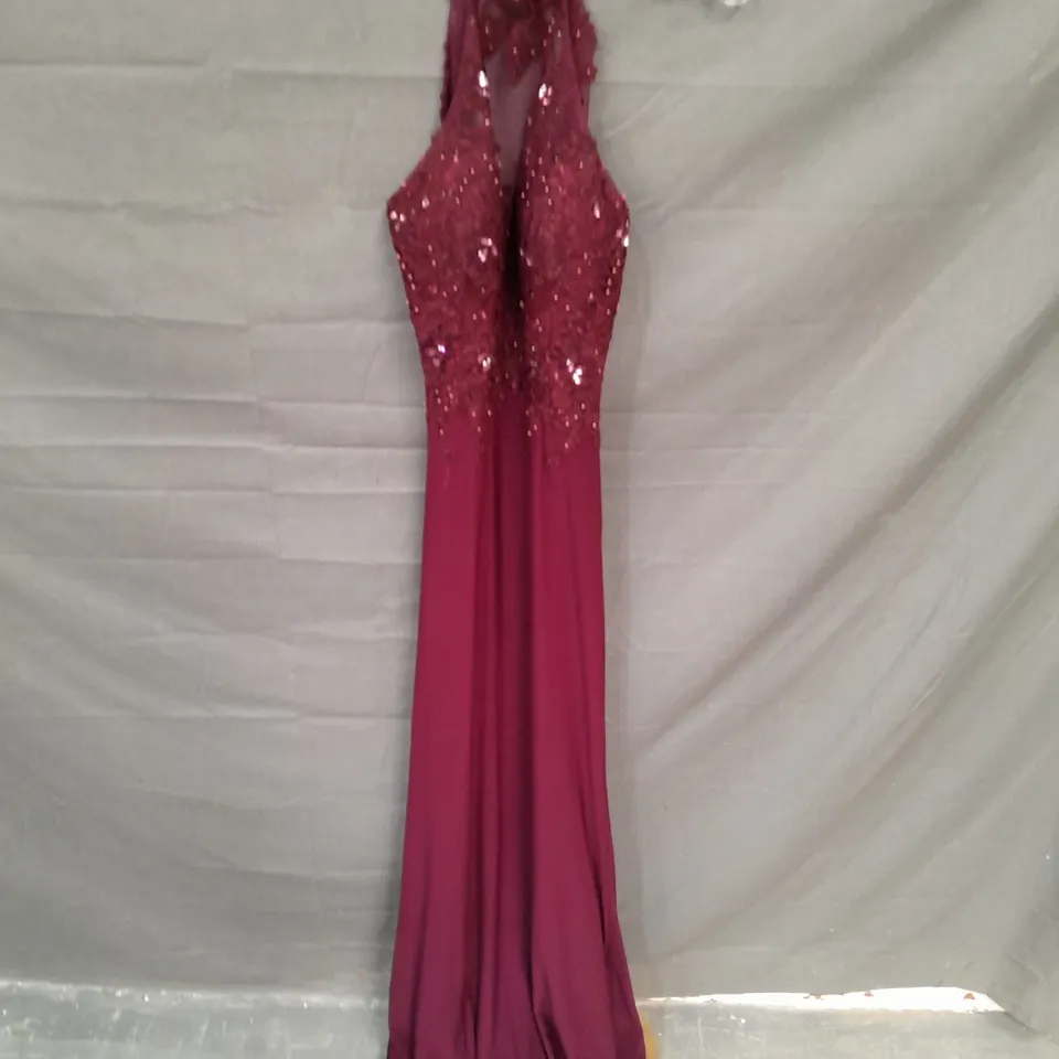 TO THE NINES EMBELLISHED OCCASIONAL DRESS IN WINE - 8
