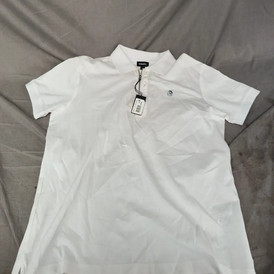 DIESEL WHITE HART POLO SHIRT WITH ZIP PLACKET – MEN'S, SIZE M