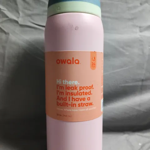 OWALA INSULATED WATER BOTTLE 32 OZ (945 ML) – PINK WITH BUILT-IN STRAW