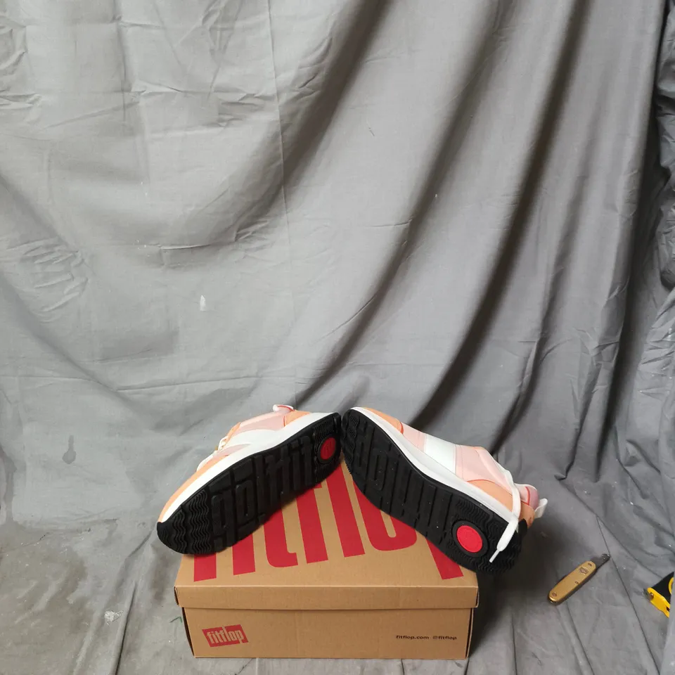 FITFLOP WOMEN'S TRAINERS - PINK/PEACH WITH WHITE STRIPES, UK 6 (EU 39)