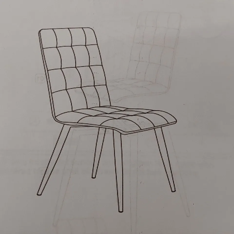 BOXED SET OF 2 DESIGNER WHITE FAUX LEATHER DINING CHAIRS (1 BOX)