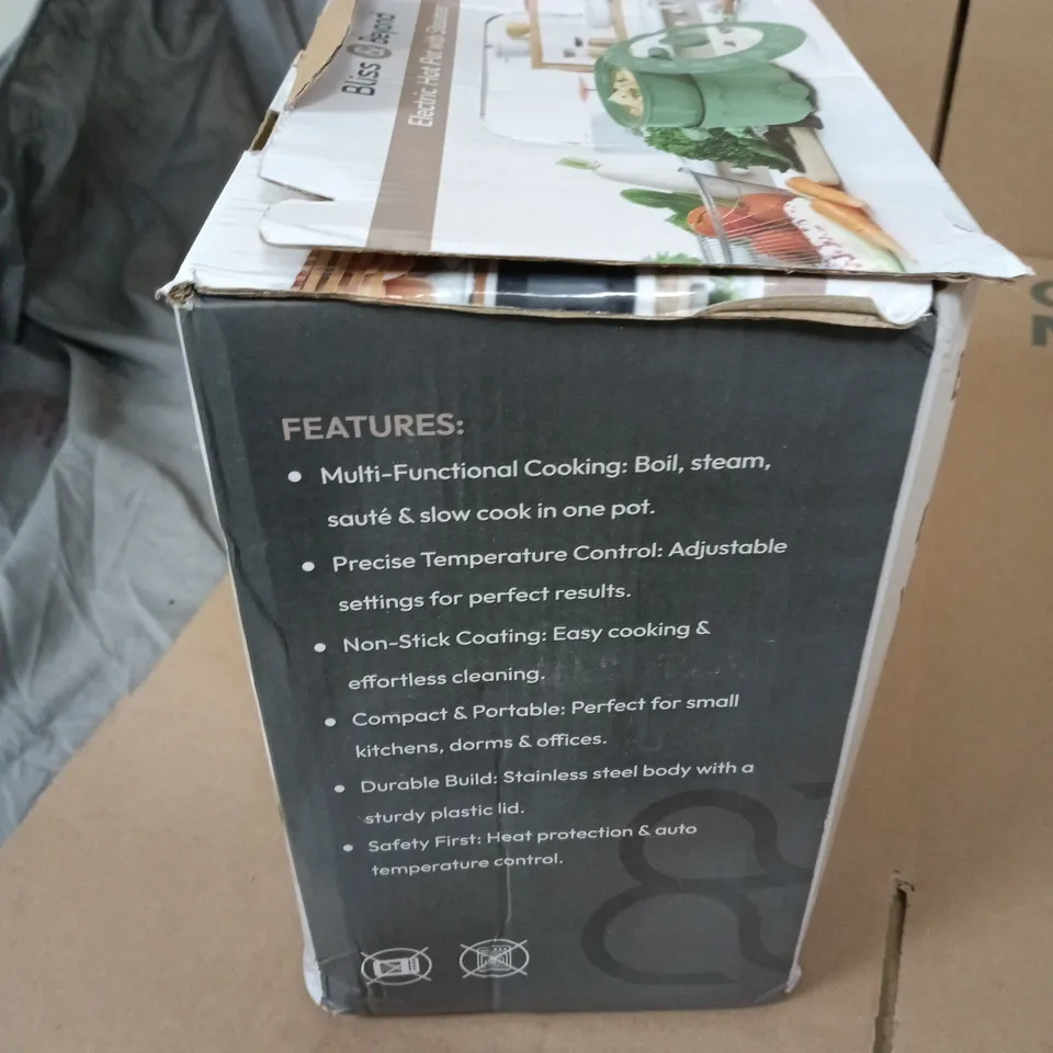 BLISS & BEYOND ELECTRIC HOT POT WITH STEAMER – BOXED