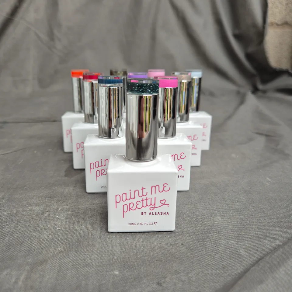 LOT OF 10 PAINT ME PRETTY BY ALEASHA GEL NAIL VARNISH - ASSORTED COLOURS - 12ML