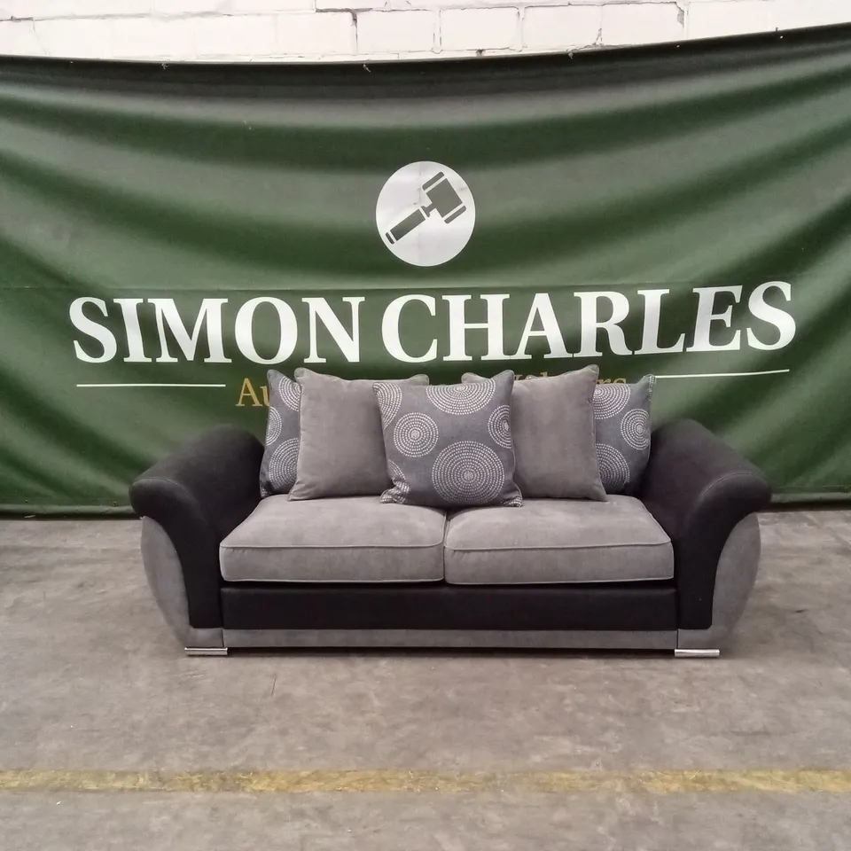 DANUBE FABRIC/FAUX LEATHER 3 SEATER SOFA RRP £599