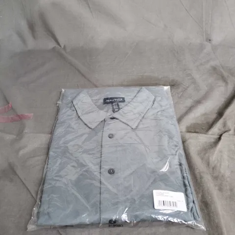 NAUTICA MEN’S SHIRT – BLUE/GREY, BUTTON-DOWN SIZE XL