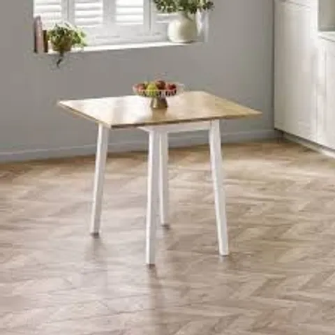 BOXED DINING TABLE LINWOOD WHITE AND OAK DROP LEAF SQUARE EXTENDING TABLE (1 BOX)