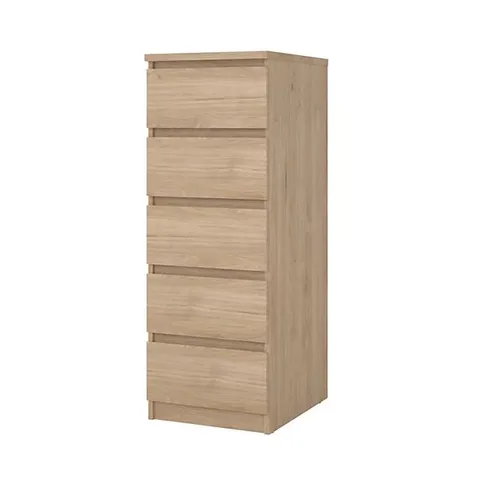 BOXED ESLA MATT JACKSON HICKORY 5 DRAWER CHEST (H)1113MM (W)404MM (D)500MM