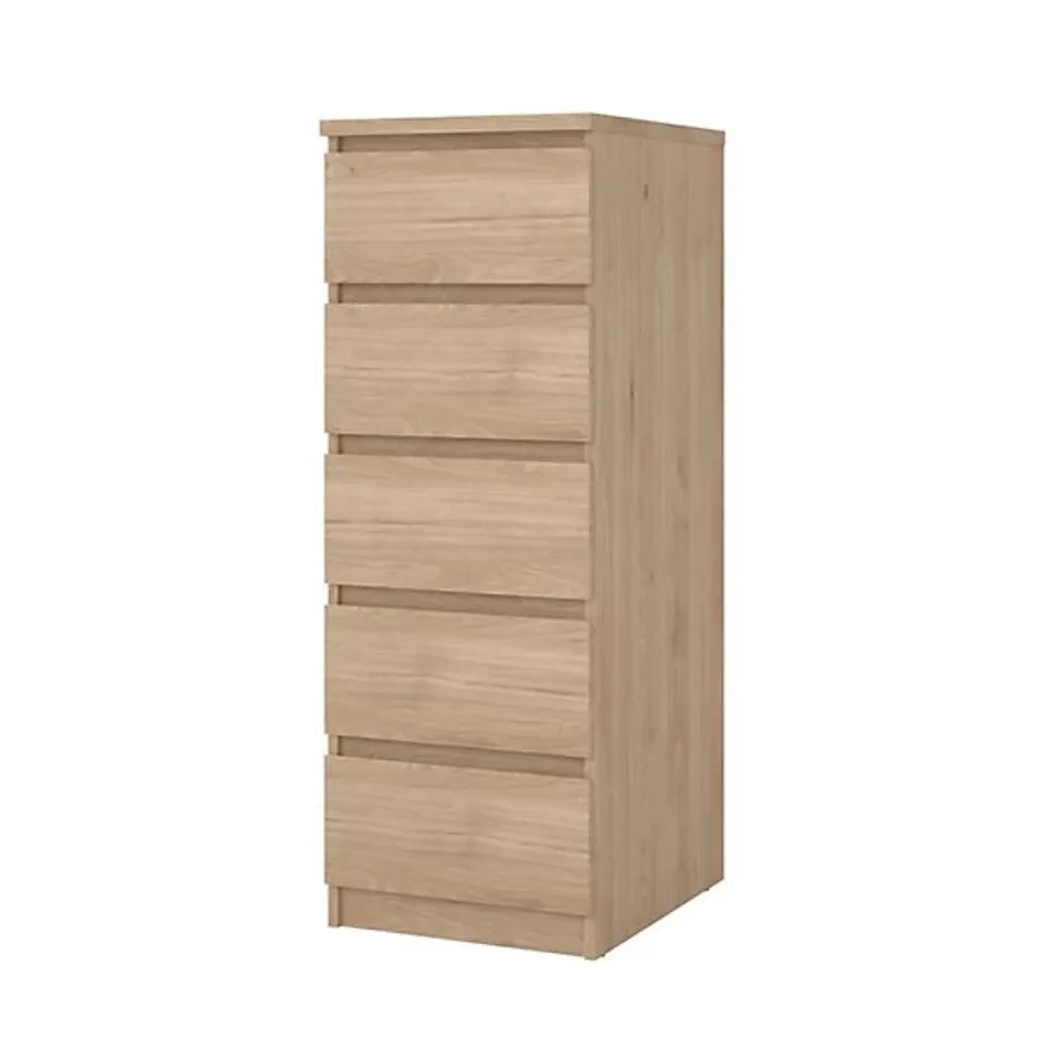BOXED ESLA MATT JACKSON HICKORY 5 DRAWER CHEST (H)1113MM (W)404MM (D)500MM