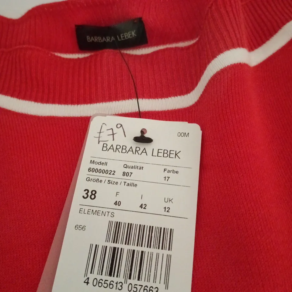 BARBARA LEBEK ELEMENTS RED/WHITE JUMPER UK 12 TAGGED