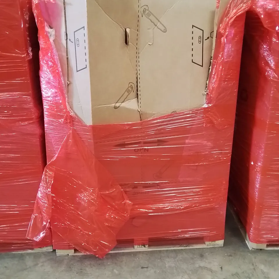PALLET OF ASSORTED HOUSEHOLD GOODS AND PRODUCTS TO INCLUDE; ELECTRIC CONVEYOR TOASTER, BLADELESS FAN, TRAMPOLINE, BOXED FURNITURE ETC