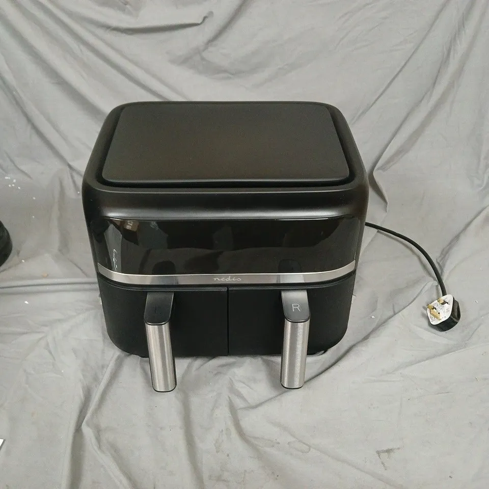 NEDIS DIGITAL DOUBLE HOT AIR FRYER – BLACK, 2 X 3.8 LITRE CAPACITY