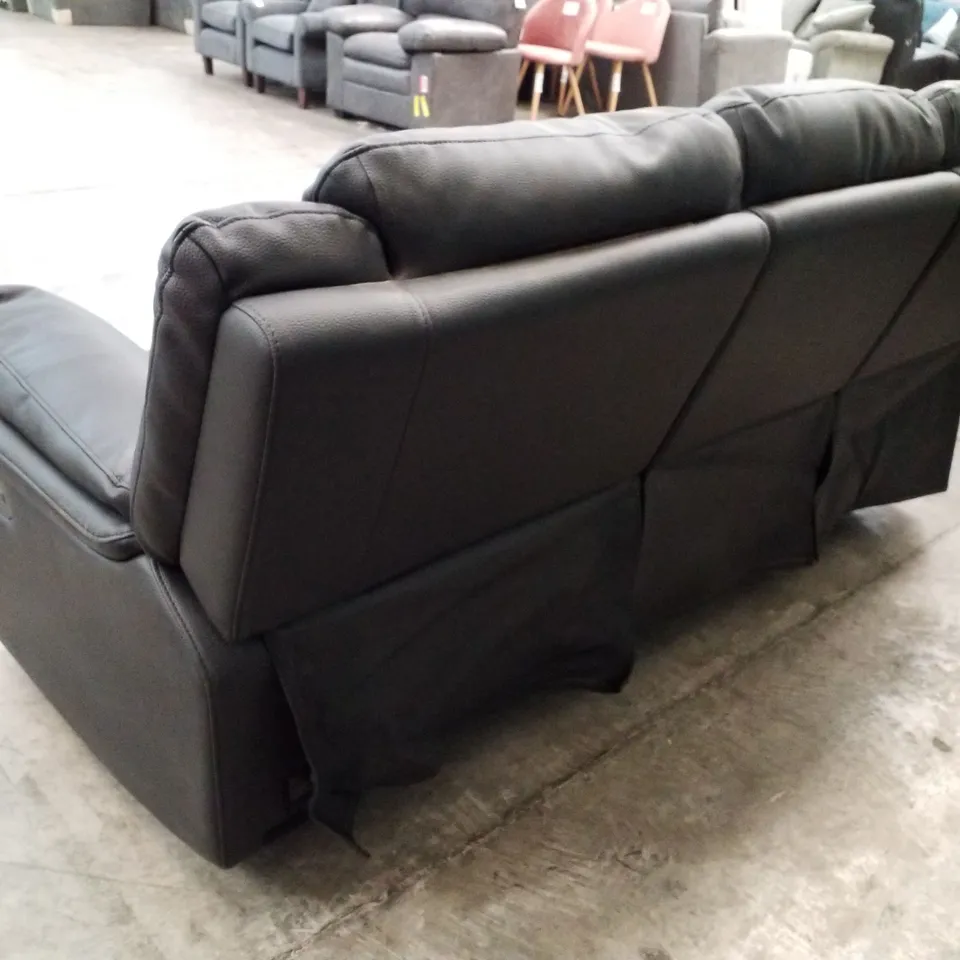 QUALITY DESIGNER 3 SEATER MANUAL RECLINER SOFA - BLACK FAUX LEATHER