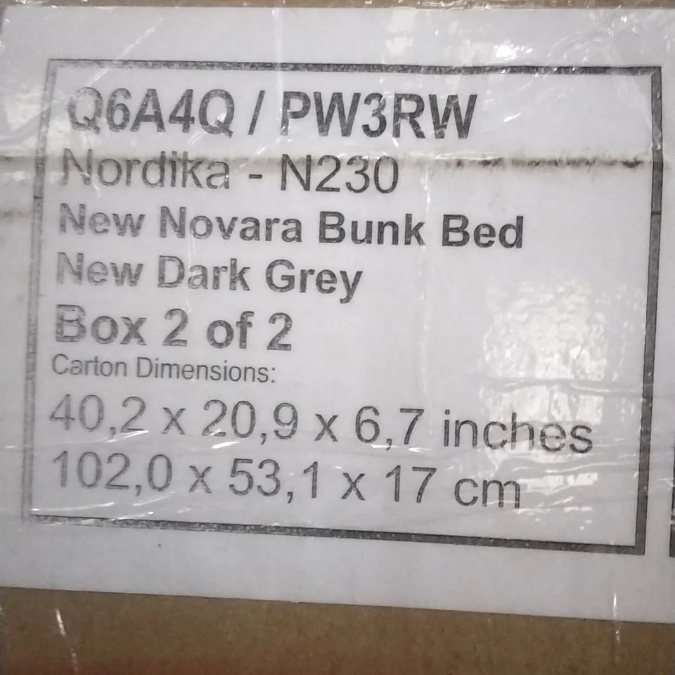 BOXED NORDIKA NOVARA BUNK BED (DARK GREY) (BOX 2 ONLY) 