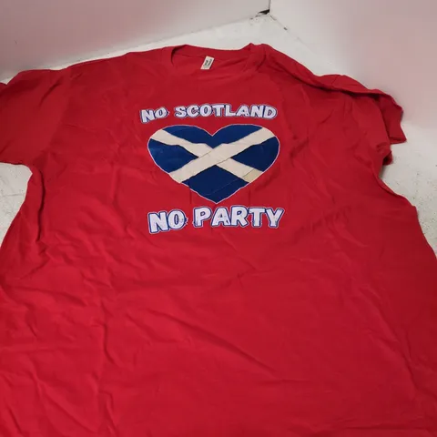 CASUALS CLASSICS RED T-SHIRT β 'NO SCOTLAND NO PARTY' DESIGN, SIZE L