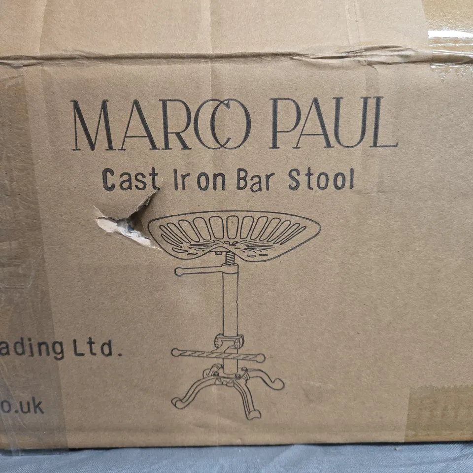 BOXED MARCO PAUL CAST IRON BAR STOOL