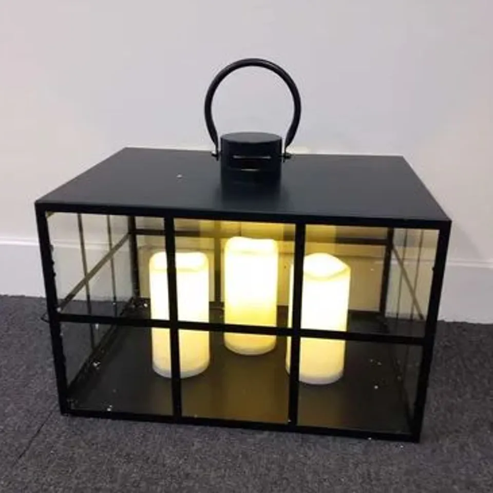 BRAND NEW BOXED MY HOME STORIES OUTDOOR WINDOWPANE STYLE LANTERN