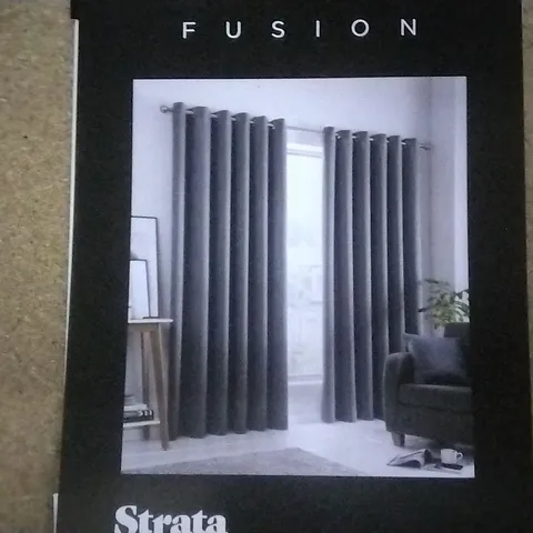 WRAPPED ONE PART FUSION SELF LINED EYELET CURTAIN , 66 X 54 " GREY