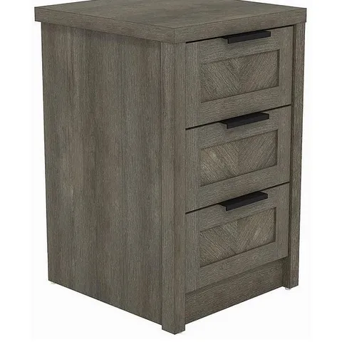 CHEVRY 3 DRAWER BEDSIDE CHEST - GREY OAK - COLLECTION ONLY