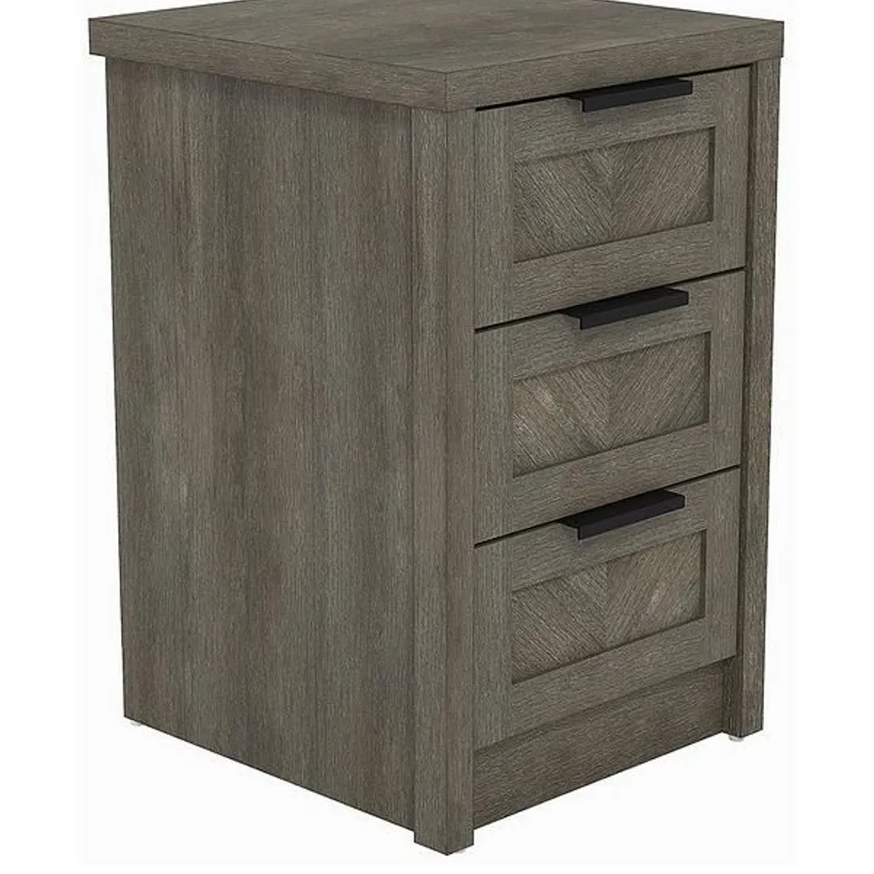 CHEVRY 3 DRAWER BEDSIDE CHEST - GREY OAK - COLLECTION ONLY