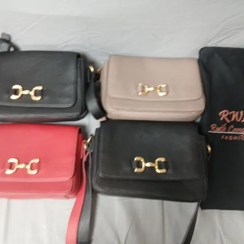 LOT OF 4 RUTH LANGSFORD GENUINE LEATHER HANDBAGS - VARIOUS COLOURS