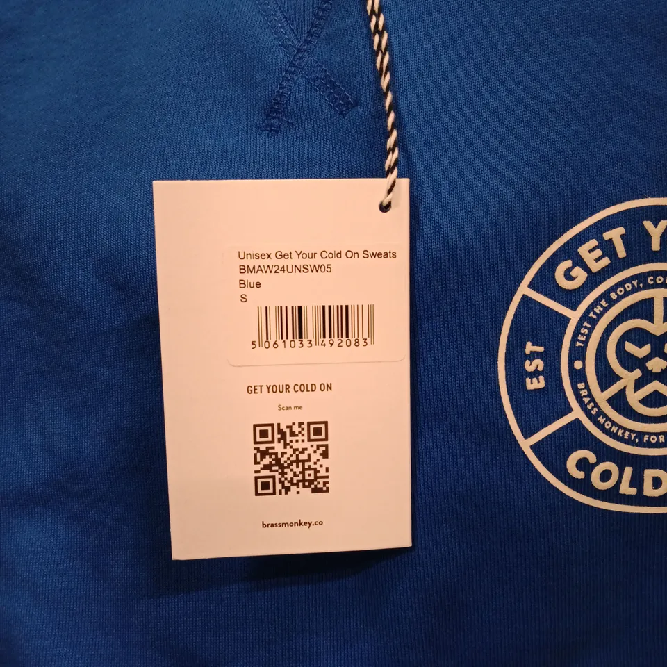 BOX OF APPROXIMATELY 9X BRAND NEW BRASS MONKEY UNISEX SWEATER- BLUE // SIZE: S