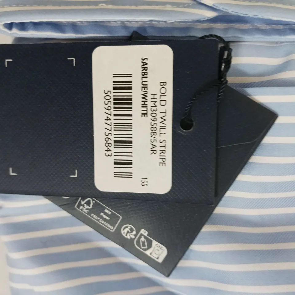 HACKETT BOLD TWILL STRIPE BLUE/WHITE SLIM FIT SHIRT SIZE 15.5
