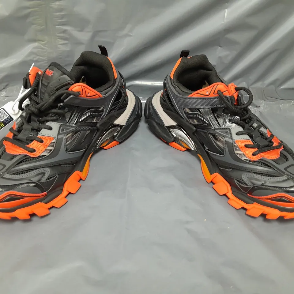 PAIR OF BALENCIAGA TRACK 2 SHOES IN BLACK/GREY/ORANGE UK SIZE 9