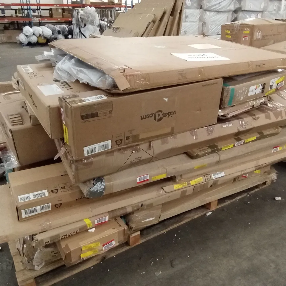 PALLET OF ASSORTED INCOMPLETE DESIGNER FURNITURE AND FURNITURE PARTS