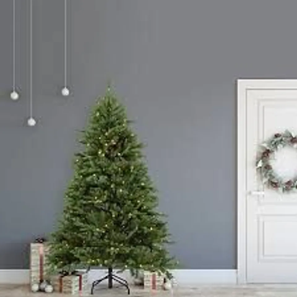 BOXED 7FT PRE LIT LED PREMIUM FESTIVE CHRISTMAS TREE 
