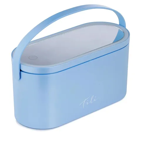 TILI PEARLESCENT STORAGE BOX WITH LED MIRROR BLUE