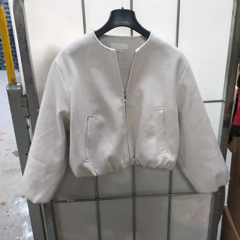 ZARA WOMEN'S LIGHT GREY ZIP-UP BOMBER JACKET