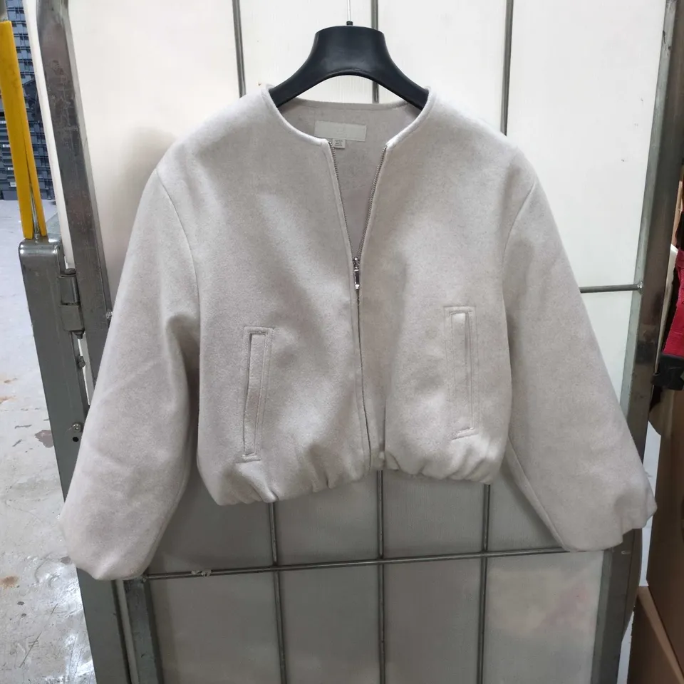 ZARA WOMEN'S LIGHT GREY ZIP-UP BOMBER JACKET