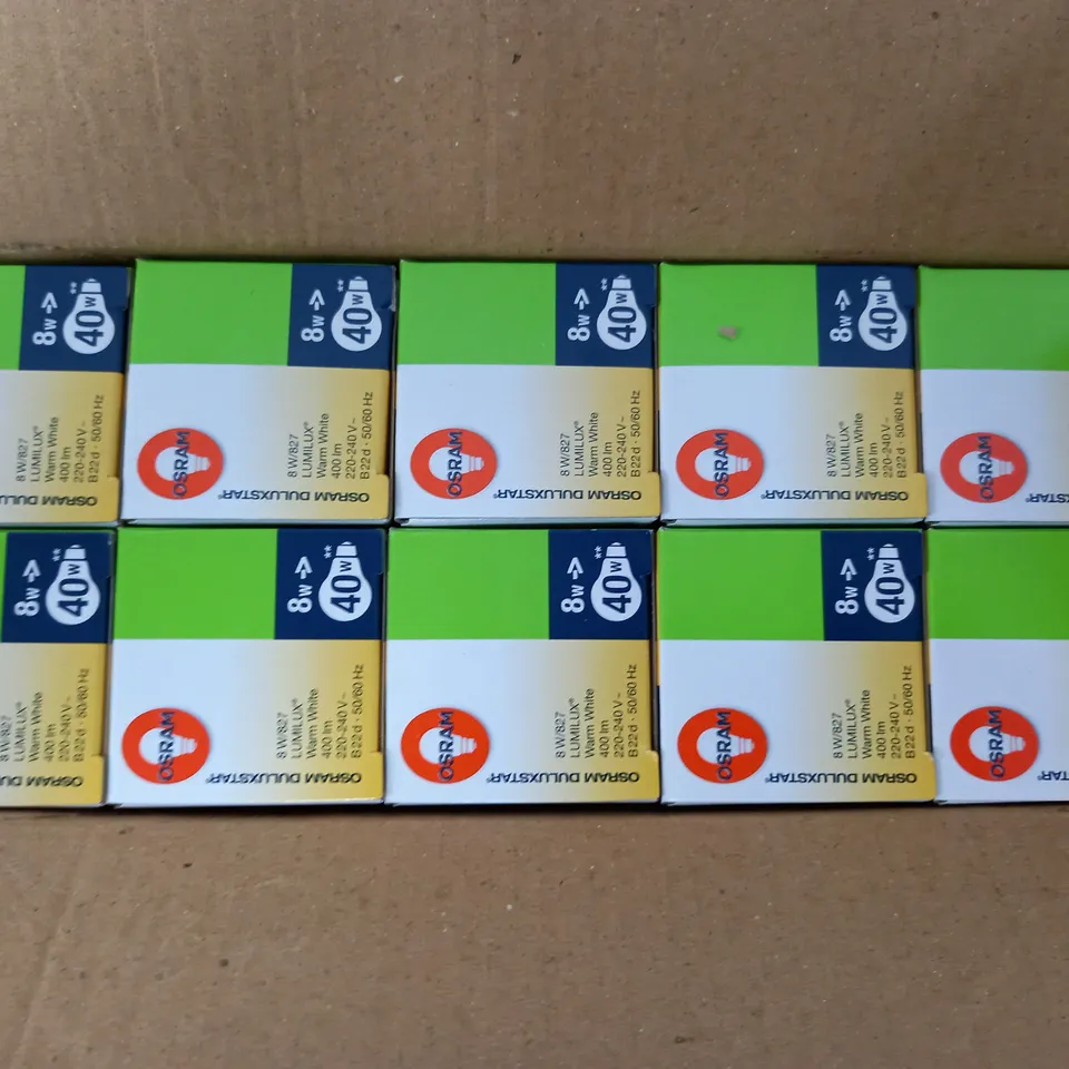 10 BOXED OSRAM 8W DULUXSTAR ENERGY SAVER LIGHTBULBS