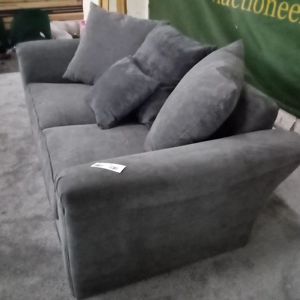 QUALITY DESIGNER 2 SEATER SOFA - DARK GREY FABRIC 