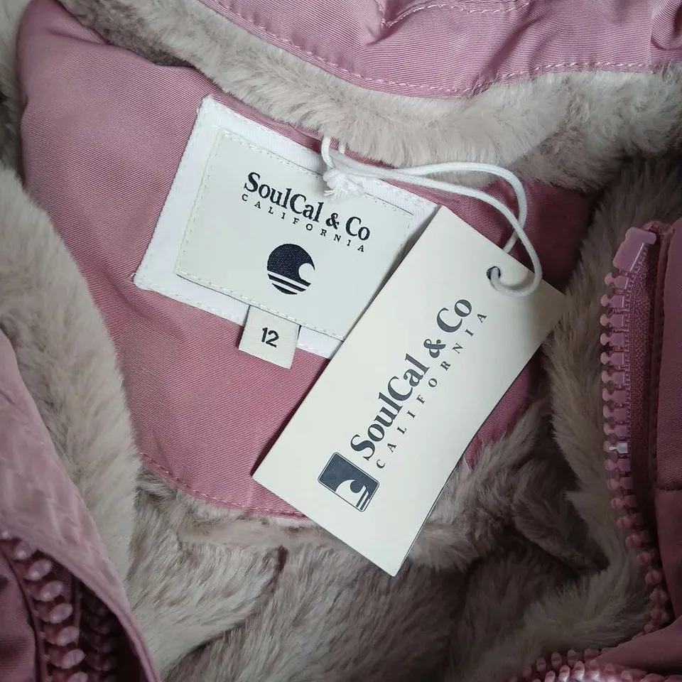 SOUL CAL 2ZIP BUBBLE COAT IN PINK - SIZE 12